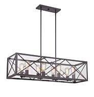 High Line 8-Light Linear Chandelier in Satin Bronze