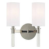 Hudson Valley Wylie 2 Light 12 Inch Wall Sconce in Polished Nickel