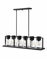 Hinkley Refinery 6-Light Linear Chandelier In Black With Clear Glass