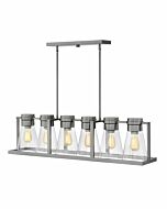 Hinkley Refinery 6-Light Linear Chandelier In Brushed Nickel With Clear Glass