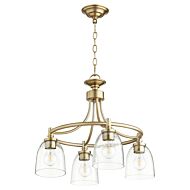 Quorum Rossington 4 Light 18 Inch Dinette & Breakfast Chandelier in Aged Brass with