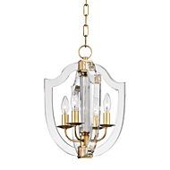 Hudson Valley Arietta 4 Light 17 Inch Pendant Light in Aged Brass