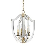 Hudson Valley Arietta 4 Light 22 Inch Pendant Light in Aged Brass