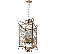 Kalco Trellis 4 Light Foyer Chandelier in Antique Silver Leaf