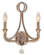 Crystorama Garland 2 Light 17 Inch Wall Sconce in Distressed Twilight with Hand Cut Crystal Beads Crystals