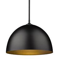 Zoey BLK One Light Pendant in Matte Black by Golden