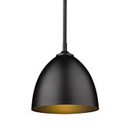 Zoey BLK One Light Pendant in Matte Black by Golden