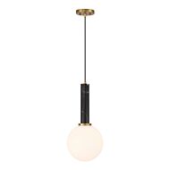 Callaway One Light Pendant in Black Marbleith Warm Brass by Savoy House