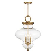 Bergdorf Three Light Pendant in Warm Brass by Savoy House