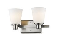 Z-Lite Kayla 2-Light Bathroom Vanity Light In Brushed Nickel