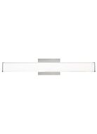 Tech Lynn 3000K LED 25 Inch Bathroom Vanity Light in Satin Nickel and White Glass