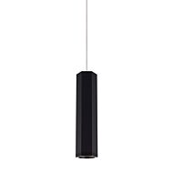 Blok 1-Light Pendant in Matte Black with Satin Nickel