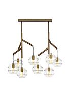 Tech Sedona Contemporary Chandelier in Aged Brass and Clear