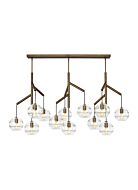 Tech Sedona Contemporary Chandelier in Aged Brass and Clear