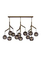 Tech Sedona Contemporary Chandelier in Aged Brass and Transparent Smoke