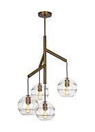 Tech Sedona Contemporary Chandelier in Aged Brass and Clear