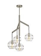 Tech Sedona 4 Light 2700K LED Contemporary Chandelier in Satin Nickel and Clear