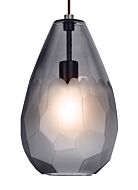 Tech Briolette 14 Inch Pendant Light in Satin Nickel and Smoke