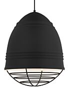 Tech Loft 17 Inch Pendant Light in Rubberized Black with White Interior