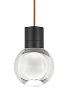 Tech Mina 2200K LED 5 Inch Pendant Light in Black and Clear