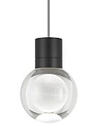 Tech Mina 3000K LED 5 Inch Pendant Light in Black and Clear