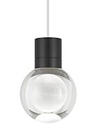 Tech Mina 3000K LED 8 Inch Pendant Light in Black and Clear