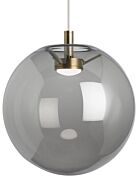 Tech Palona 2700K LED 14 Inch Pendant Light in Aged Brass and Smoke