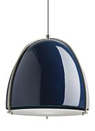 Paravo One Light Pendant in Blue Satin Nickel by Visual Comfort Modern