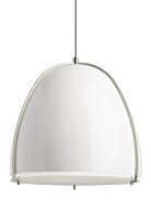 Paravo 1-Light Pendant in Gloss White with Satin Nickel