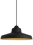 Zevo 1-Light Pendant in Black with Gold