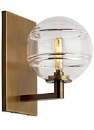 Tech Sedona 9 Inch Wall Sconce in Aged Brass and Clear