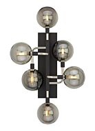 Tech Viaggio 6 Light 2700K LED 27 Inch Wall Sconce in Smoke/Polished Nickel