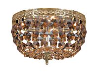 Crystorama 2 Light 10 Inch Ceiling Light in Olde Brass with Golden Teak Hand Cut Crystals