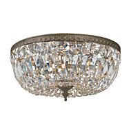 Crystorama 3 Light 12 Inch Ceiling Light in English Bronze with Clear Italian Crystals