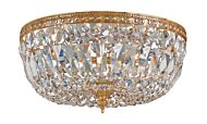 Crystorama 3 Light 12 Inch Ceiling Light in Olde Brass with Clear Hand Cut Crystals