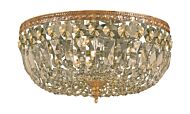 Crystorama 3 Light 12 Inch Ceiling Light in Olde Brass with Golden Teak Hand Cut Crystals