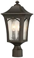 The Great Outdoors Solida 3 Light 18 Inch Outdoor Post Light in Oil Rubbed Bronze with Gold High