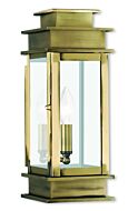 Princeton 1-Light Outdoor Wall Lantern in Antique Brass w with Polished Chrome Stainless Steel