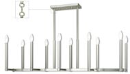 Alpine 10-Light Linear Chandelier in Brushed Nickel