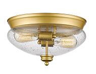 Z-Lite Amon 2-Light Flush Mount Ceiling Light In Satin Gold