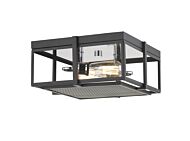 Z-Lite Halcyon 2-Light Flush Mount Ceiling Light In Matte Black With Chrome