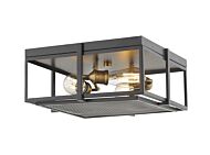 Z-Lite Halcyon 3-Light Flush Mount Ceiling Light In Bronze With Heritage Brass