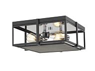 Z-Lite Halcyon 3-Light Flush Mount Ceiling Light In Matte Black With Chrome