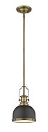 Z-Lite Melange 1-Light Mini Pendant Light In Bronze With Heritage Brass