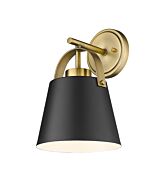 Z-Lite Z-Studio 1-Light Wall Sconce In Matte Black With Heritage Brass