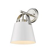 Z-Lite Z-Studio 1-Light Wall Sconce In Matte White With Brushed Nickel