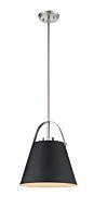 Z-Lite Z-Studio 1-Light Pendant Light In Matte Black With Brushed Nickel