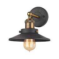 English Pub 1-Light Wall Sconce in Antique Brass