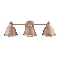 Golden Bartlett 3 Light 24 Inch Bathroom Vanity Light in Copper Patina