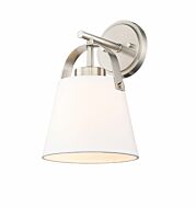 Z-Studio Linen Pendant 1-Light Wall Sconce in Brushed Nickel